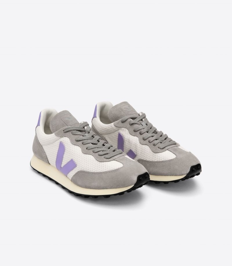 Womens Veja Rio Branco Hexamesh Gravel Trainers Grey / White / Purple KSA | 6C04AU