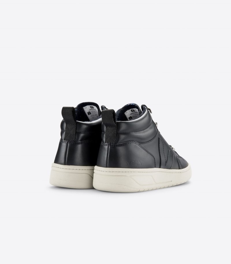 Womens Veja Roraima Leather Trainers Black / Silver KSA | T24FET