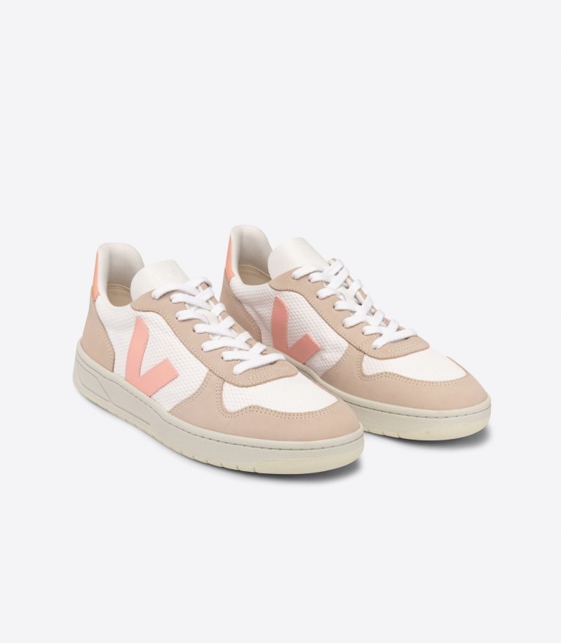 Womens Veja V-10 Alveomesh Trainers White / Beige KSA | XN7XH9