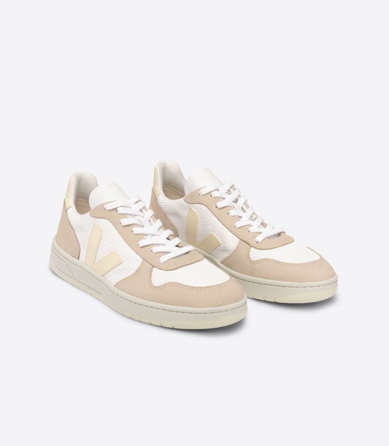 Womens Veja V-10 Alveomesh Trainers White / Beige KSA | WT3560