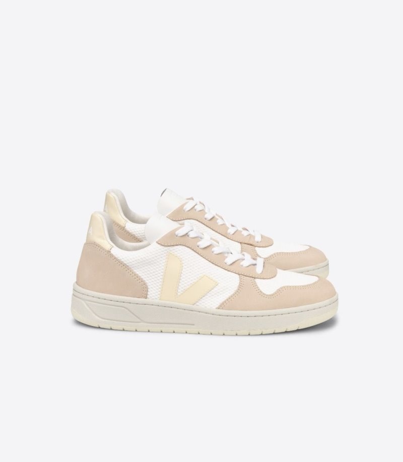 Womens Veja V-10 Alveomesh Trainers White / Beige KSA | WT3560