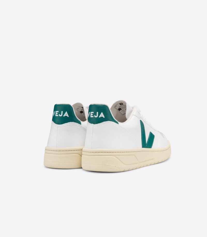 Womens Veja V-10 CWL Trainers White / Green KSA | 5AXK2W