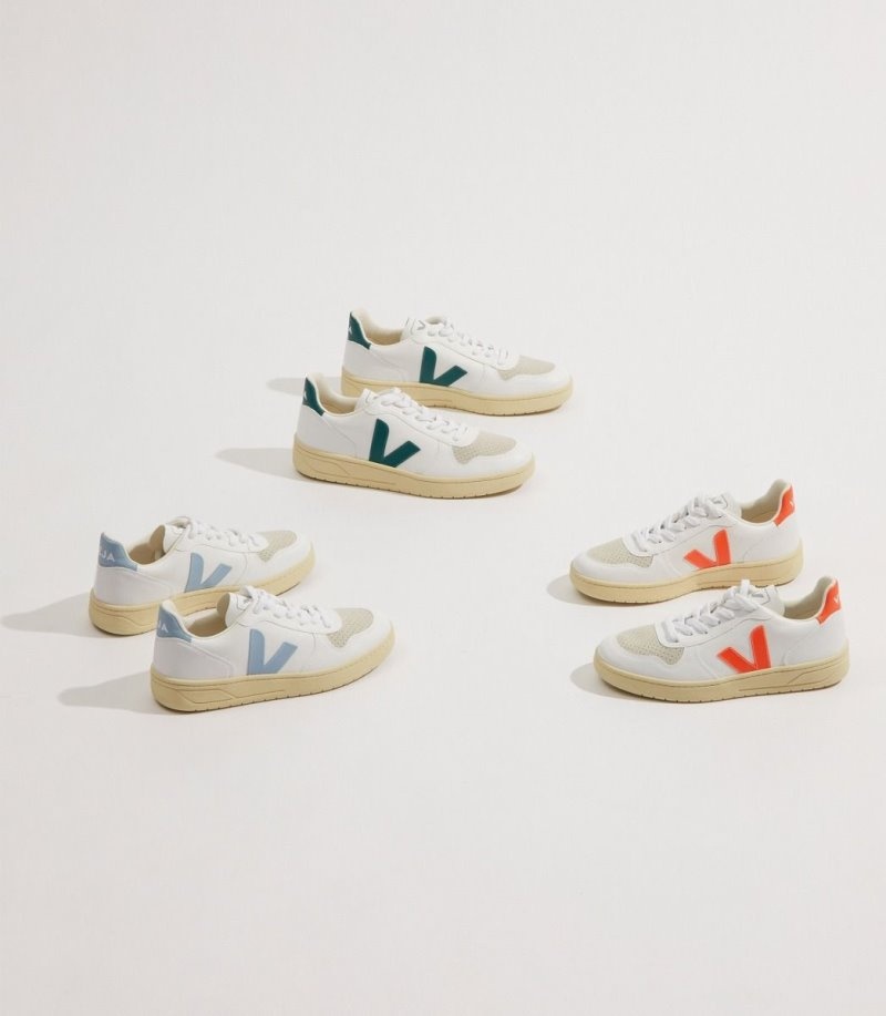 Womens Veja V-10 CWL Trainers White / Green KSA | 5AXK2W