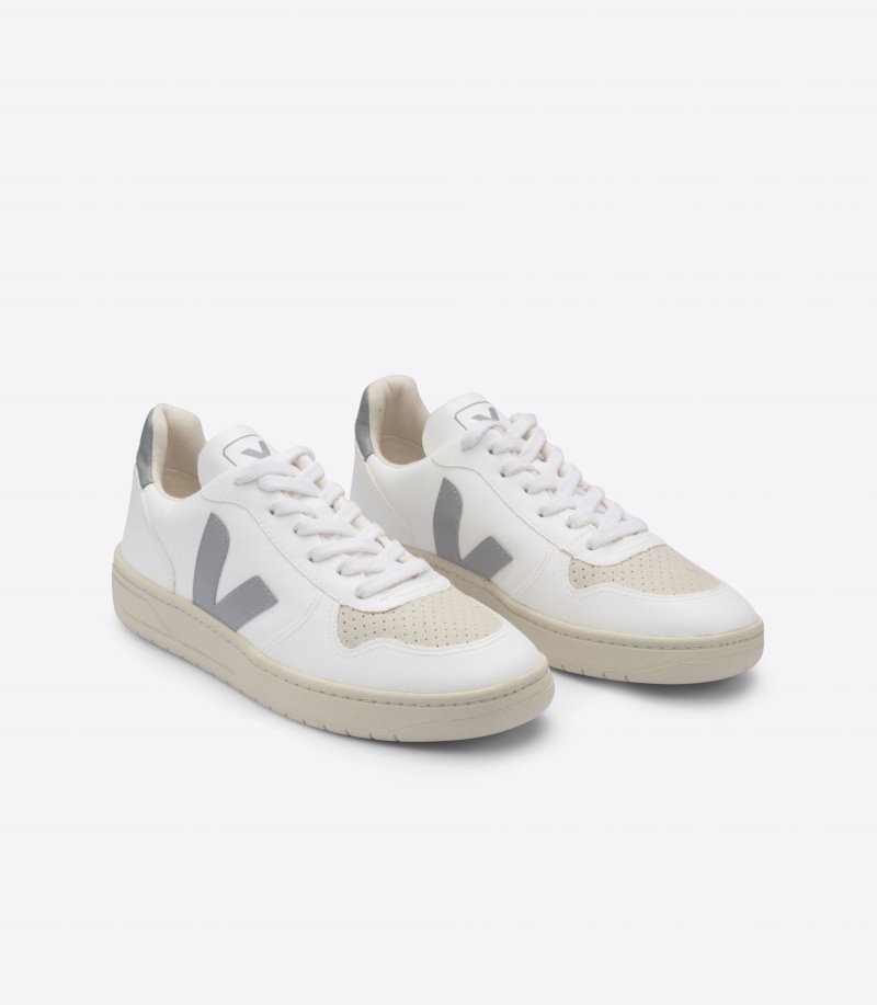 Womens Veja V-10 CWL Trainers White / Grey KSA | HWNT44