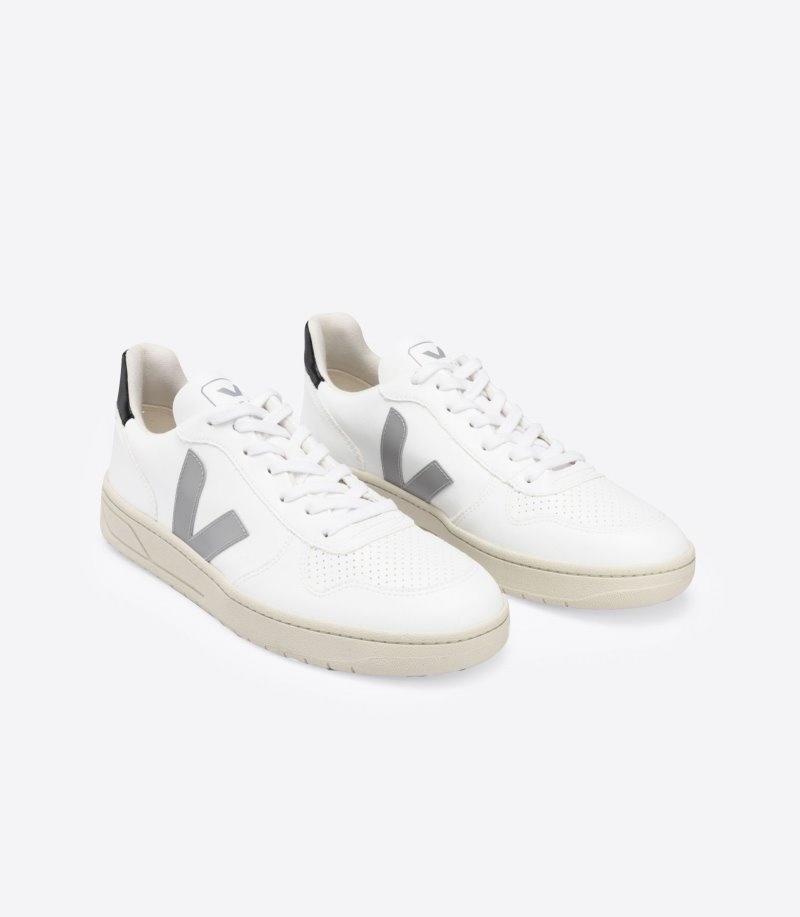 Womens Veja V-10 CWL Trainers White / Grey / Black KSA | B8G53I