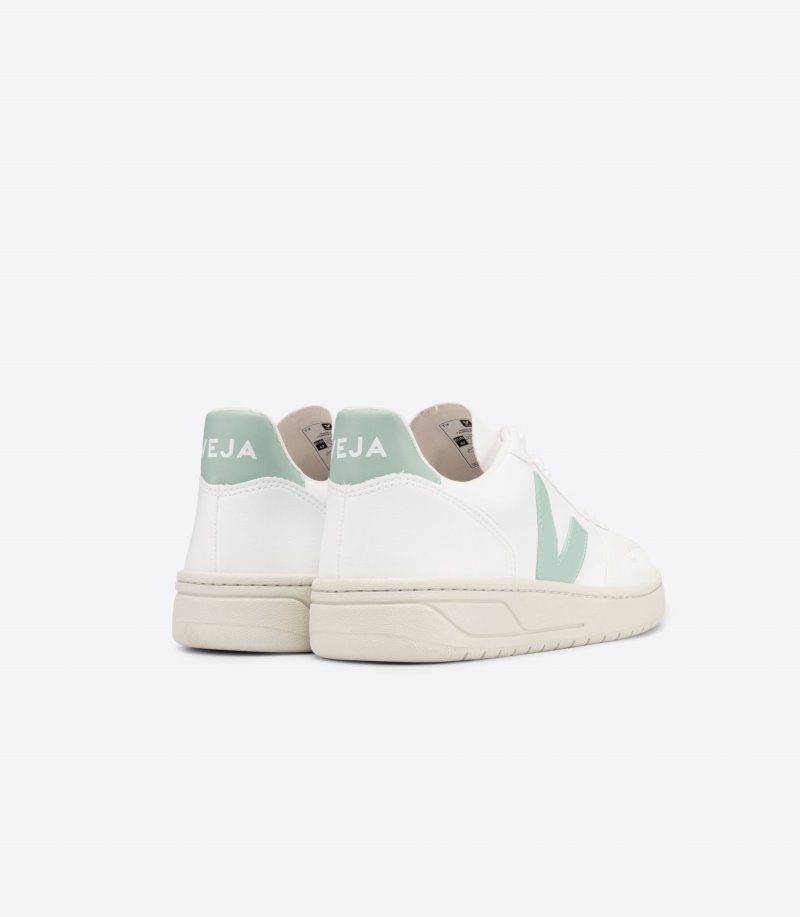 Womens Veja V-10 CWL Trainers White / Light Green KSA | G0SSZP