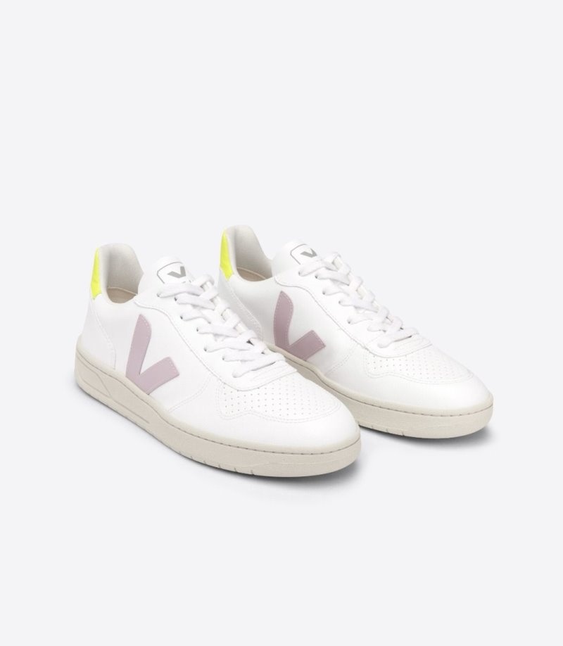 Womens Veja V-10 CWL Trainers White / Purple KSA | EJ2XB2