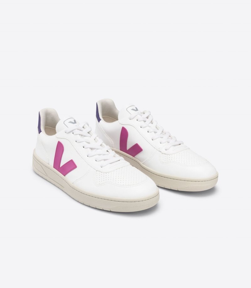 Womens Veja V-10 CWL Trainers White / Purple KSA | R2NA1Q