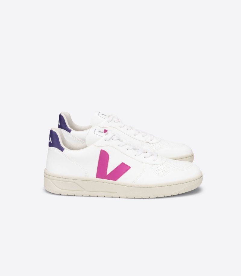 Womens Veja V-10 CWL Trainers White / Purple KSA | R2NA1Q