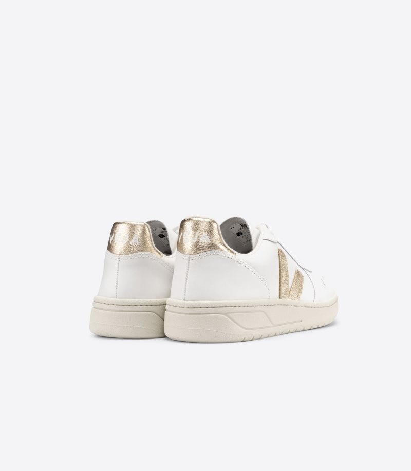 Womens Veja V-10 Leather Trainers White / Gold KSA | PSRIV3