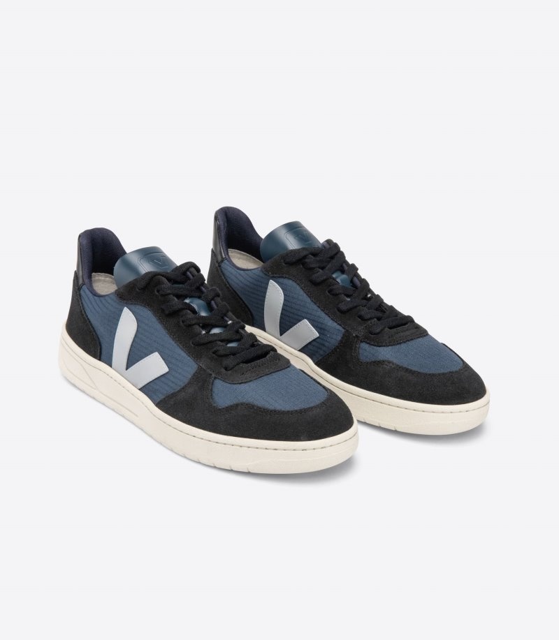 Womens Veja V-10 Ripstop Trainers Dark Grey / Blue KSA | LCVJH3