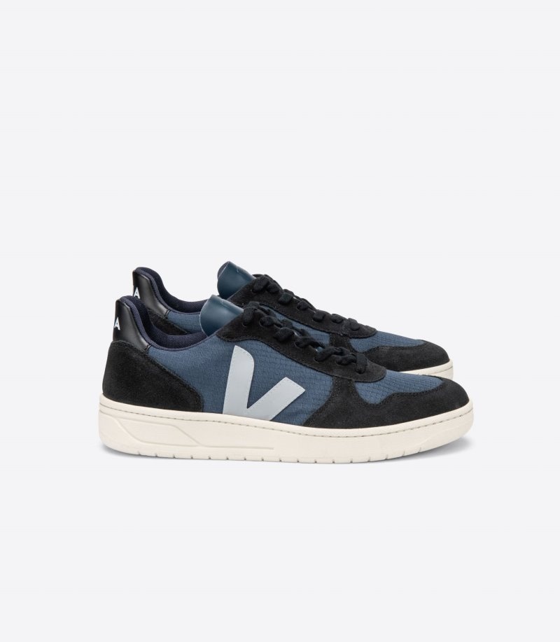 Womens Veja V-10 Ripstop Trainers Dark Grey / Blue KSA | LCVJH3