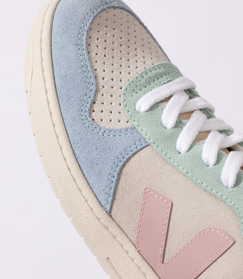 Womens Veja V-10 Suede Trainers Beige / Blue / Light Green KSA | 4T7WK3