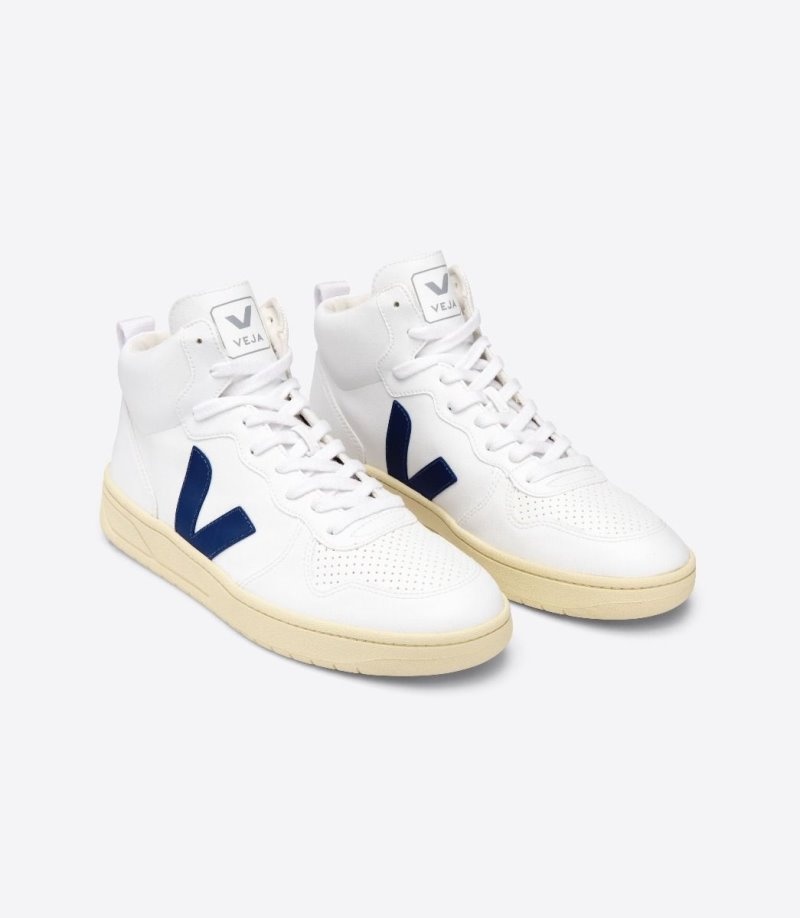 Womens Veja V-15 CWL Trainers White / Deep Blue KSA | LWAIUI