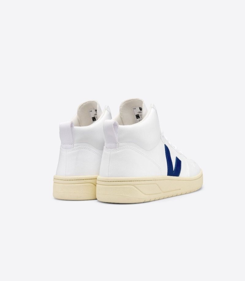 Womens Veja V-15 CWL Trainers White / Deep Blue KSA | LWAIUI