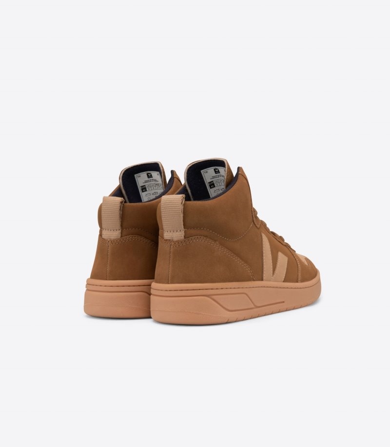 Womens Veja V-15 Nubuck Trainers Brown KSA | 615DY5