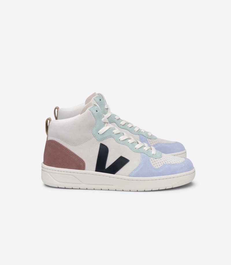 Womens Veja V-15 Suede Trainers Beige / Black / Purple KSA | HDJNPL