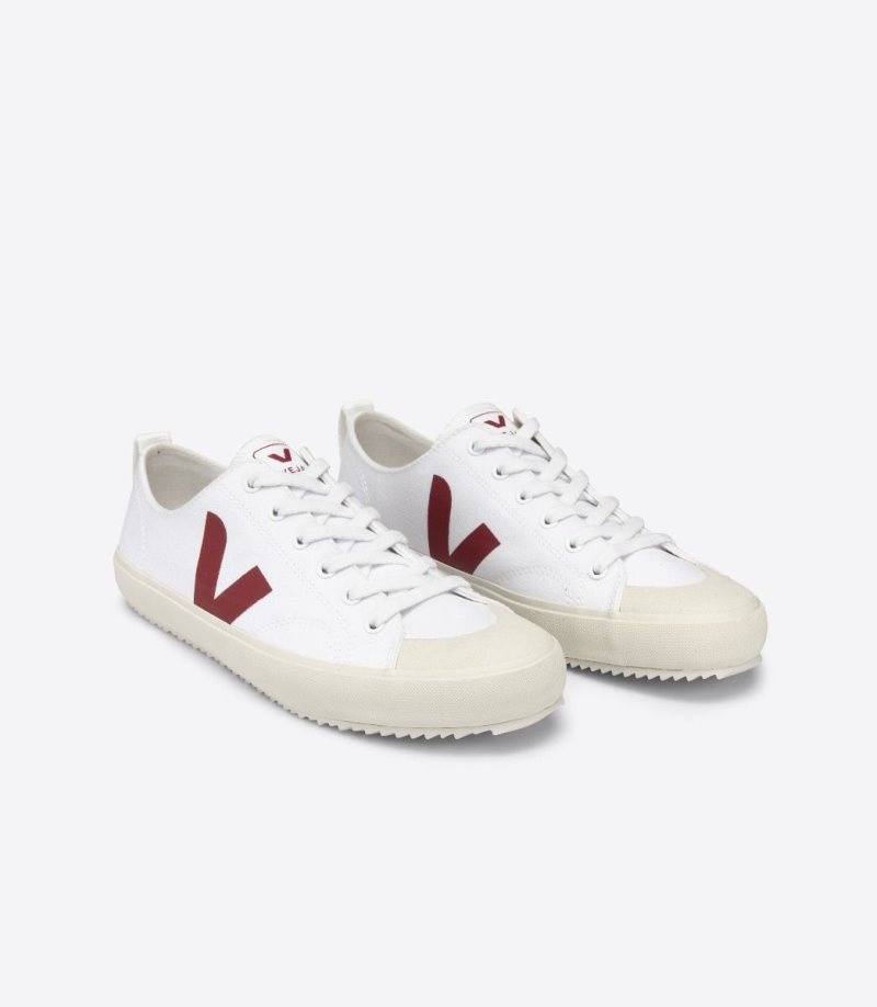 Womens Veja Vstore Nova Canvas Trainers White / Burgundy KSA | FZT-1594