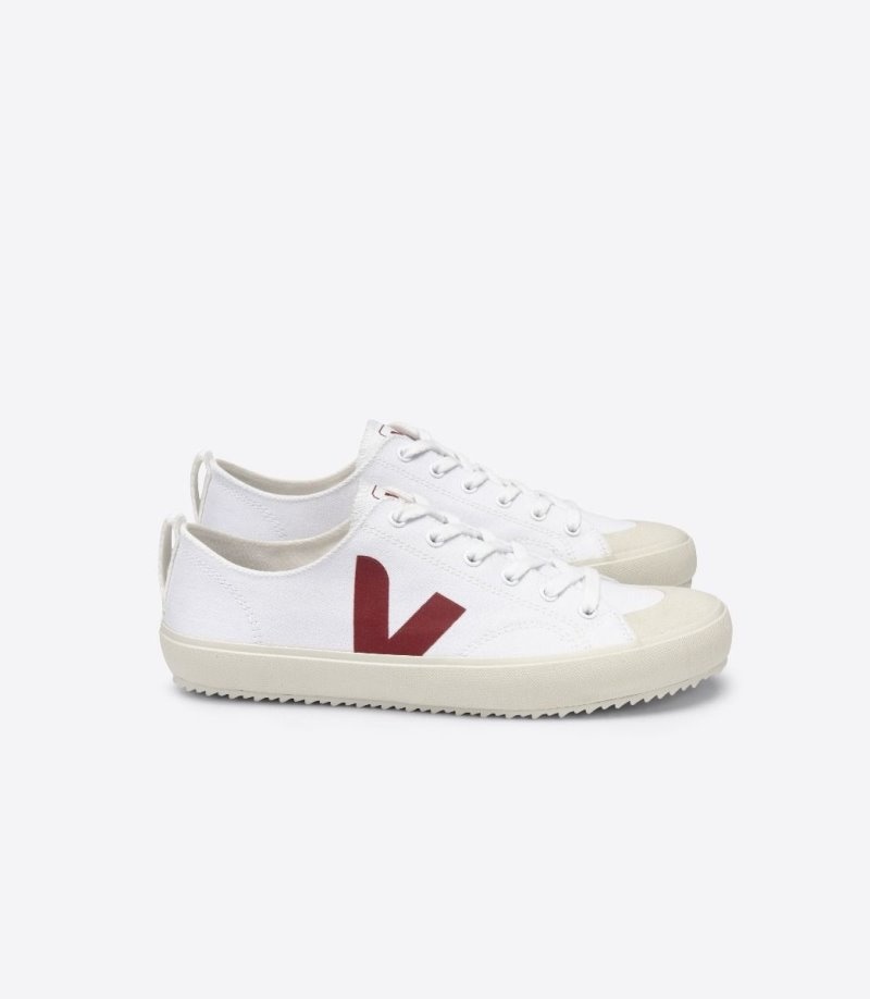 Womens Veja Vstore Nova Canvas Trainers White / Burgundy KSA | FZT-1594