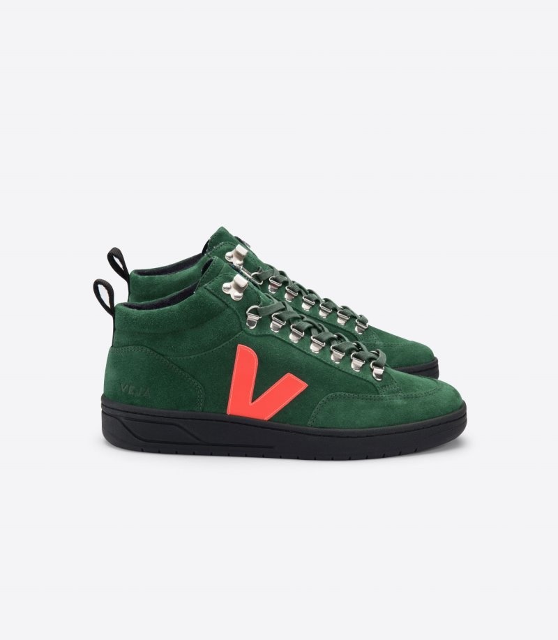 Womens Veja Vstore Roraima Suede Trainers Green / Orange KSA | TGL7C2