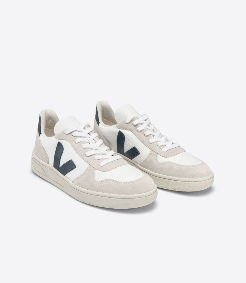 Womens Veja Vstore V-10 Bmesh Trainers White / Navy KSA | P6HPN0