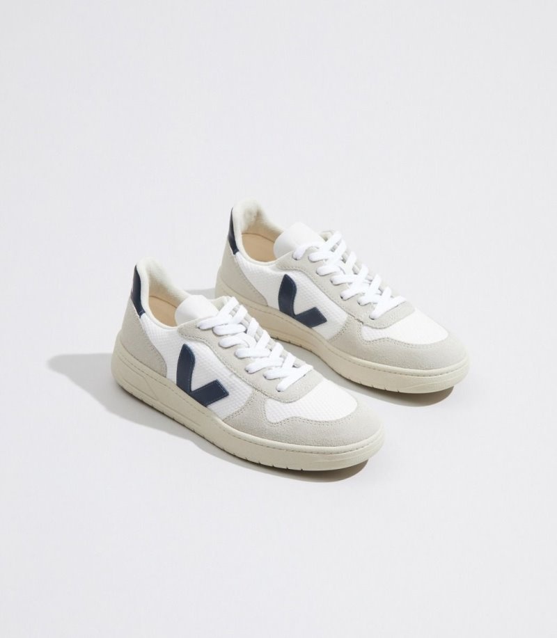 Womens Veja Vstore V-10 Bmesh Trainers White / Navy KSA | P6HPN0