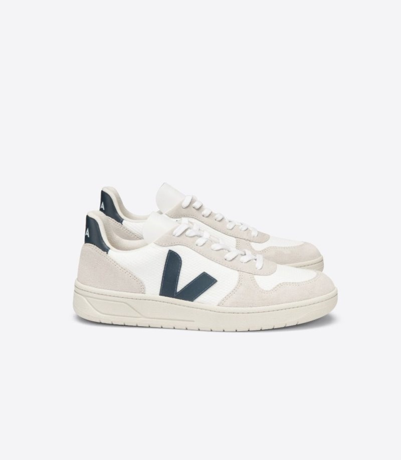 Womens Veja Vstore V-10 Bmesh Trainers White / Navy KSA | P6HPN0